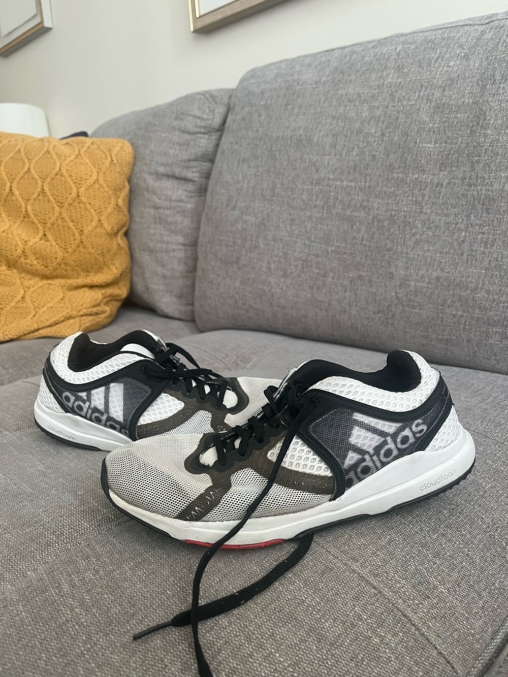 Adidas Women’s Black and White Mesh Sneakers